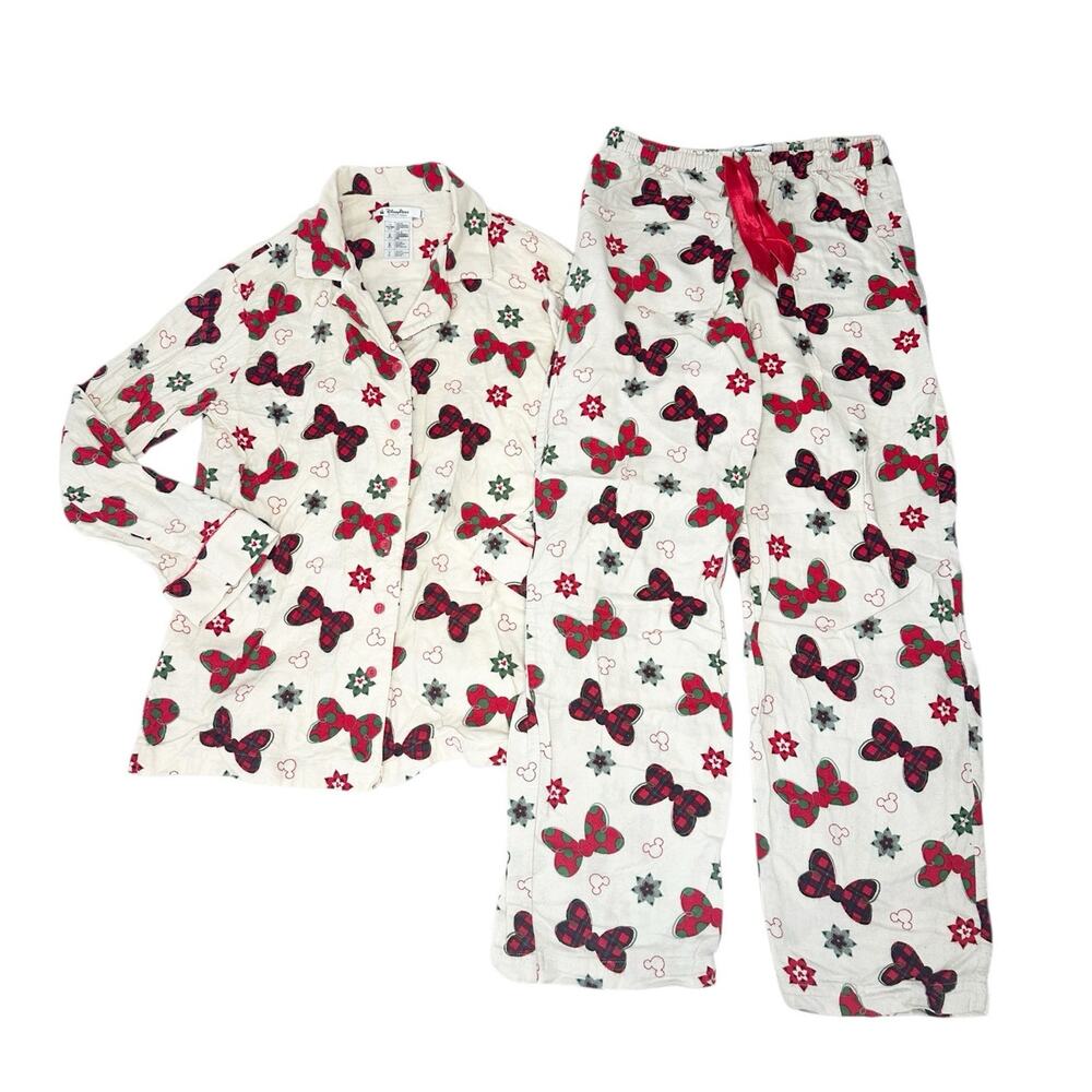 Disney Parks Minnie Mouse Bow Holiday Pajama Set Size Small